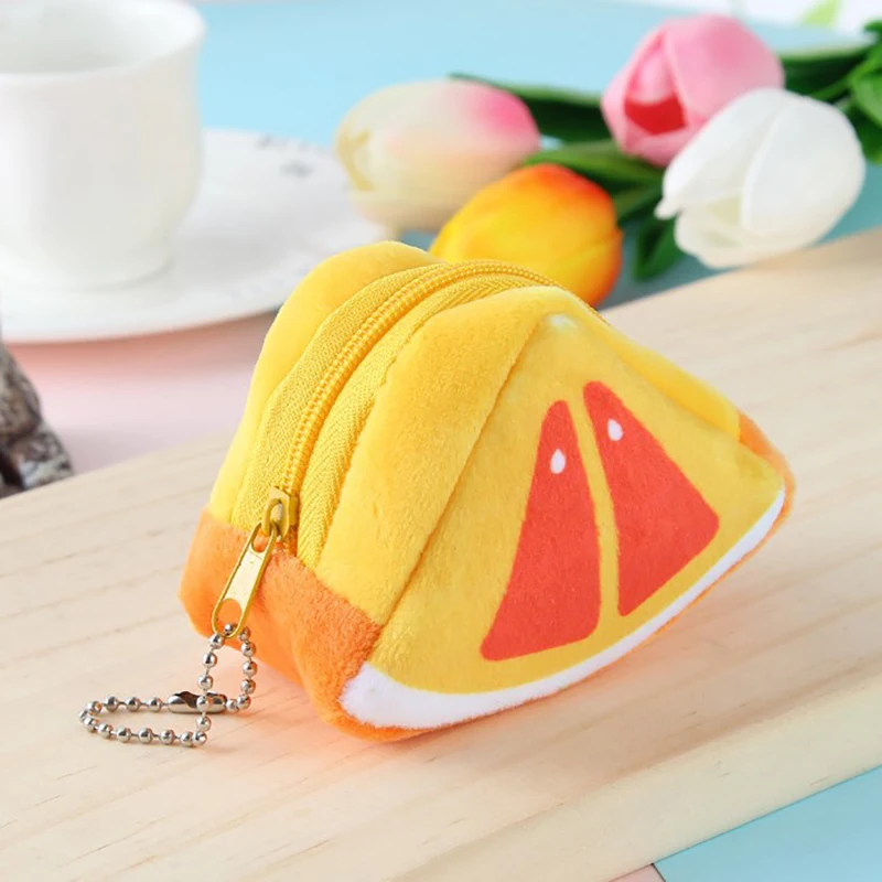 Cute Fruit Wallet Plush Coin Purse Watermelon ＆ Orange Women Change Purse Money Bag Coin Purse Cartoon Fashion Sweet Girl Gift