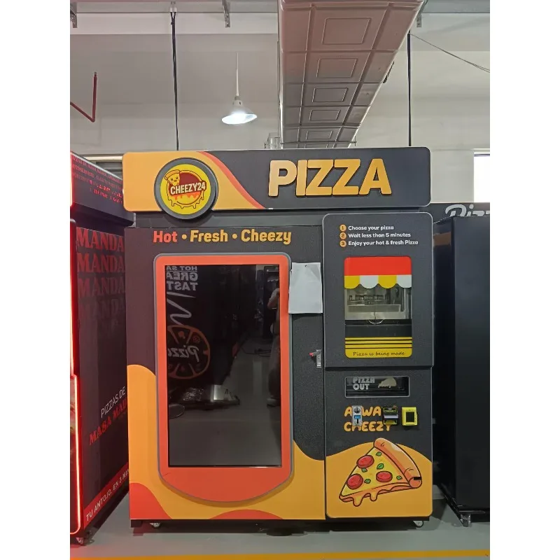FL Custom Pizza Robot Vending Smart Heated Hot for Fast Food Pizza Vending Machine Dispenser With Lift  SDK Credit Card & Coin