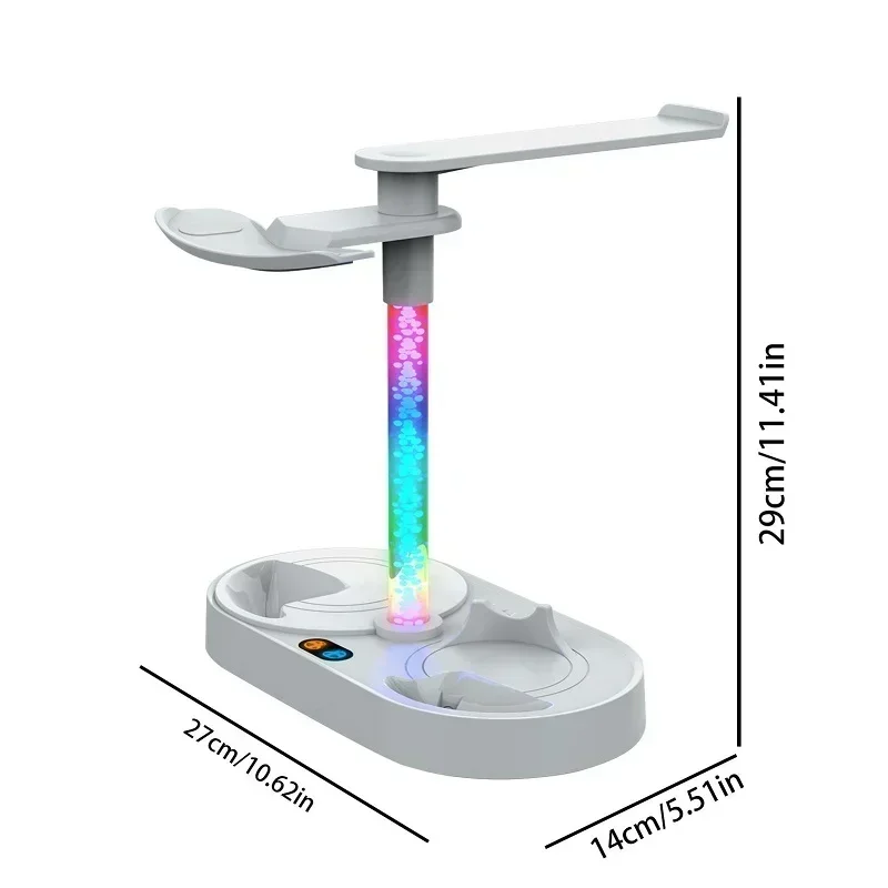 ForPS VR2 pengontrol Ganda dasar pengisian magnetik dengan lampu indikator Dok pengisian dengan lampu RGB Headset VR layar berdiri