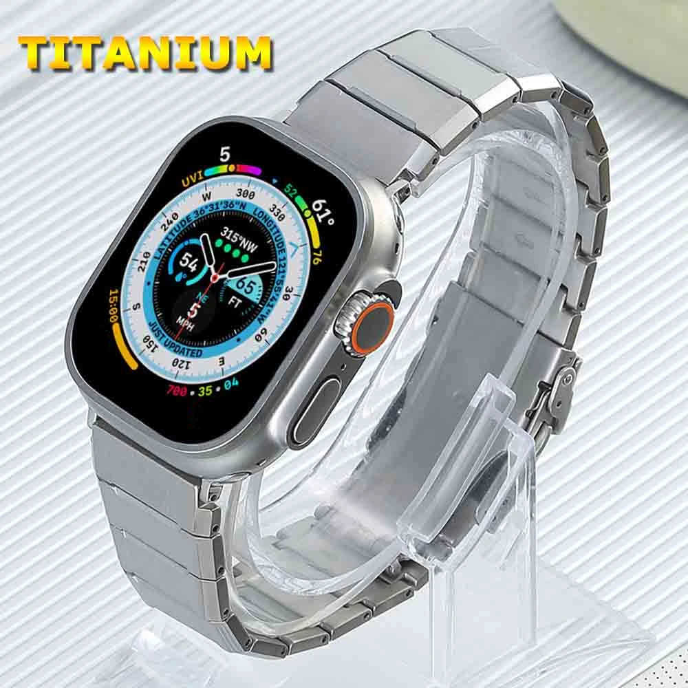 

Титановый ремешок для Apple Watch Series 9 Ultra2 49 мм 45 мм 44 мм, роскошный металлический браслет для iWatch 8 7 6 5 4 se 42 мм 40 мм 41 мм