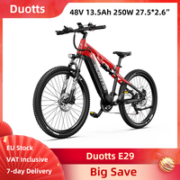 Duotts E29 Electric Bike 250W 48V 13.5Ah 27.5*2.6 Inch Tires E-bike Front Rear Hydraulic Disc Brakes Suspension Front Fork 30°