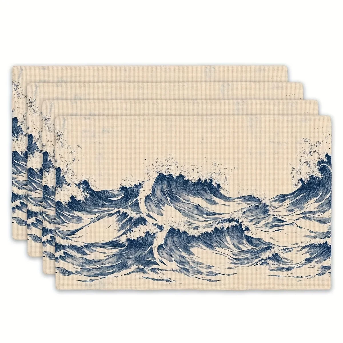 4pcs Placemats Set - Wave of Energy Theme, Rectangular Kitchen Table Mats (12