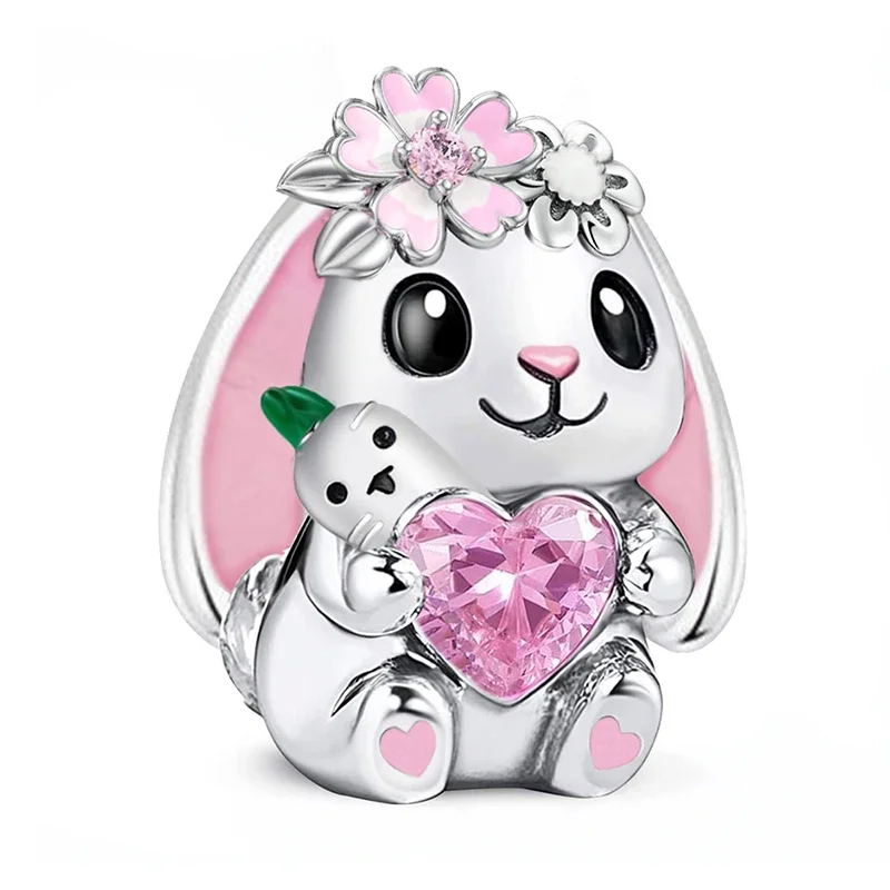 925er Sterlingsilber, Pilz, Kaninchen, Hund, Elefant, niedliche Charms, Perle, DIY-Armband, Armreif, Geschenk für hochwertigen edlen Schmuck