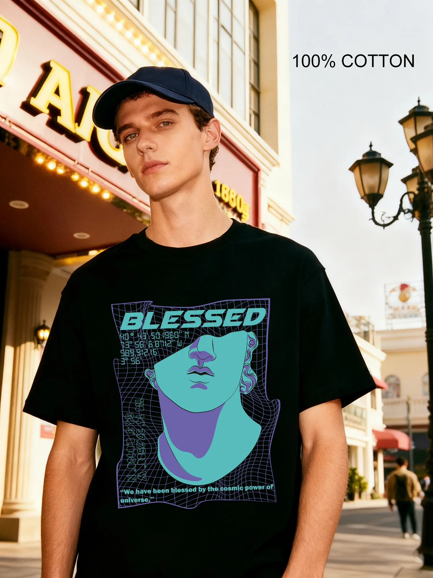 

Blessed Cosmic Men's T-Shirts Casual Design Crew Neck T-Shirt 180g Street 100% Cotton