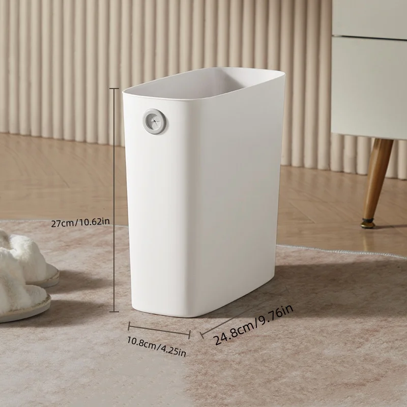 1Pc/Simple Long Cylindrical Trash Can for Home Use, No-Hand-Contamination Sorting Bin, Lidless Storage Bin, Plastic Bin