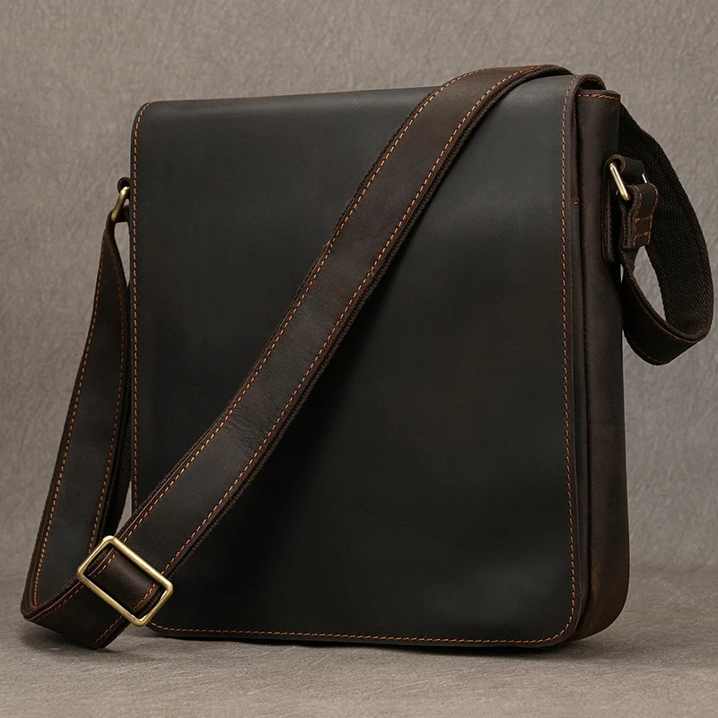 Bandolera de cuero de alta calidad para hombre, bolsos cruzados de cuero auténtico para hombre, bolsos de mensajero Vintage, bolsos para hombre 2024