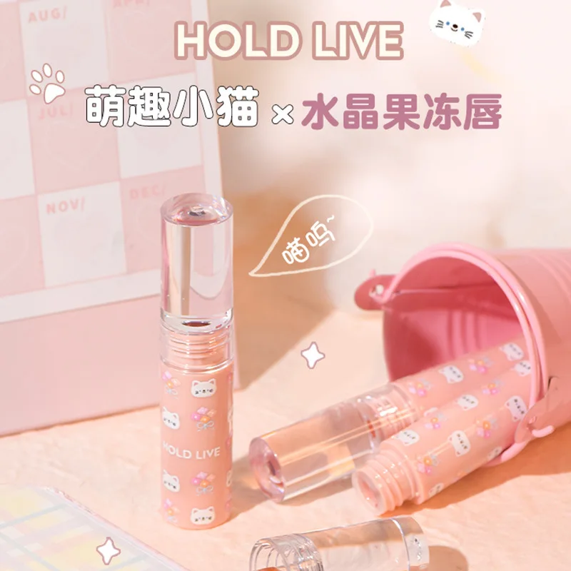 HOLD LIVE Cat Water Gloss Lip Glaze White Glass Lip Gloss Moisturizing Mirror Niche Lipstick