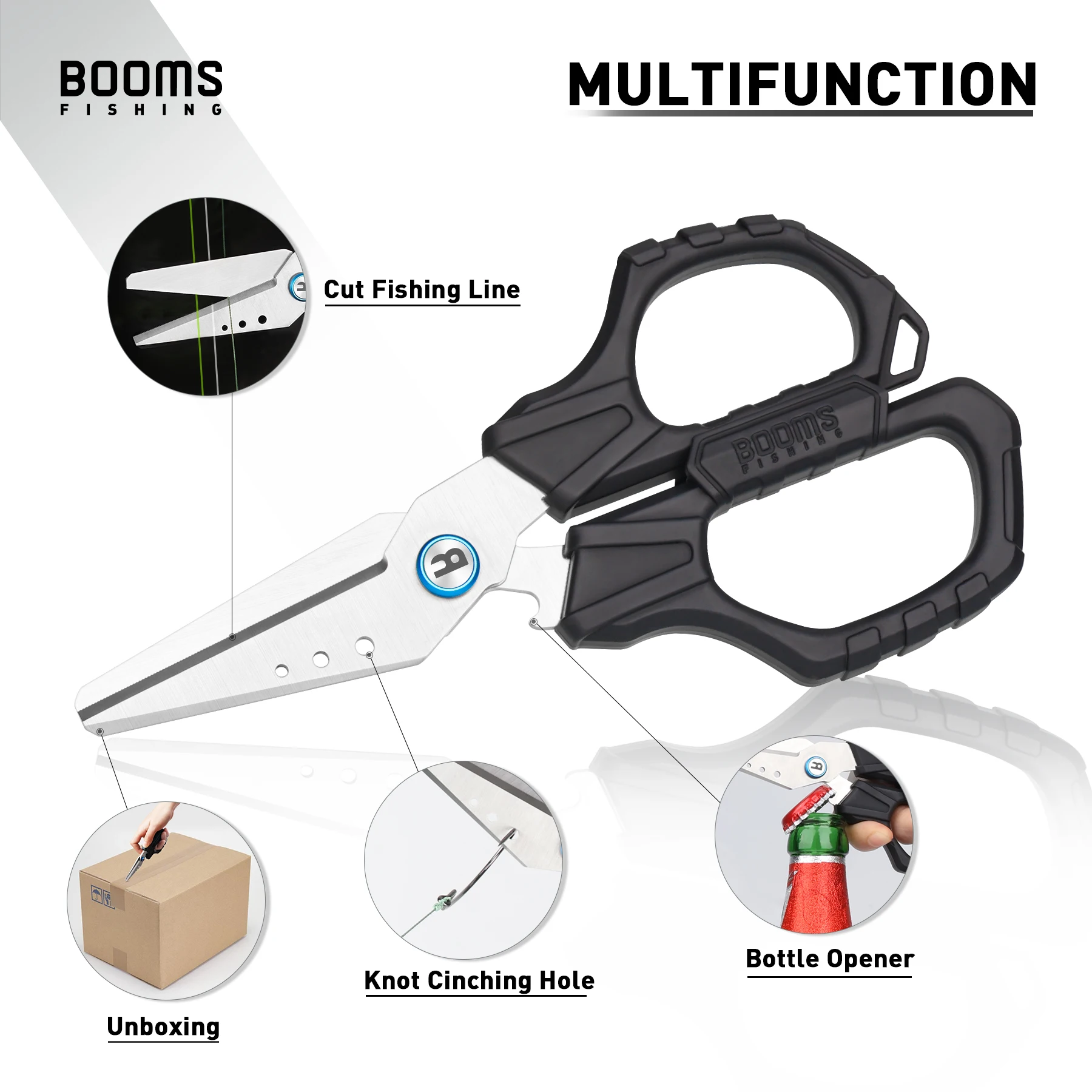 Booms Fishing S04 Stainless Steel Scissors Multifunction Heavy Duty Fish Line Braid Wire Cutter Non-slip Handle New Fishing Tool