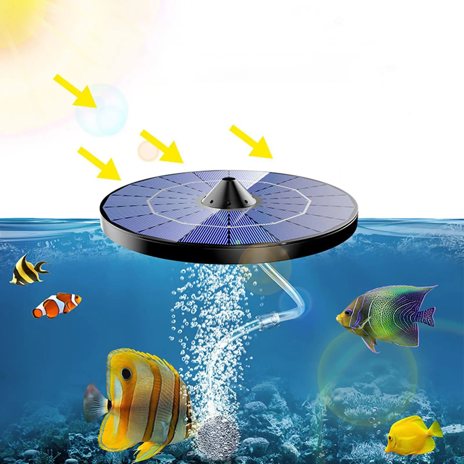 Solar-powered pond aerator pump Aquarium aerator pump With 1.5M hose, air stone Floating Pond Aerator Kit Solar Pool Oxygen Pump view 3
