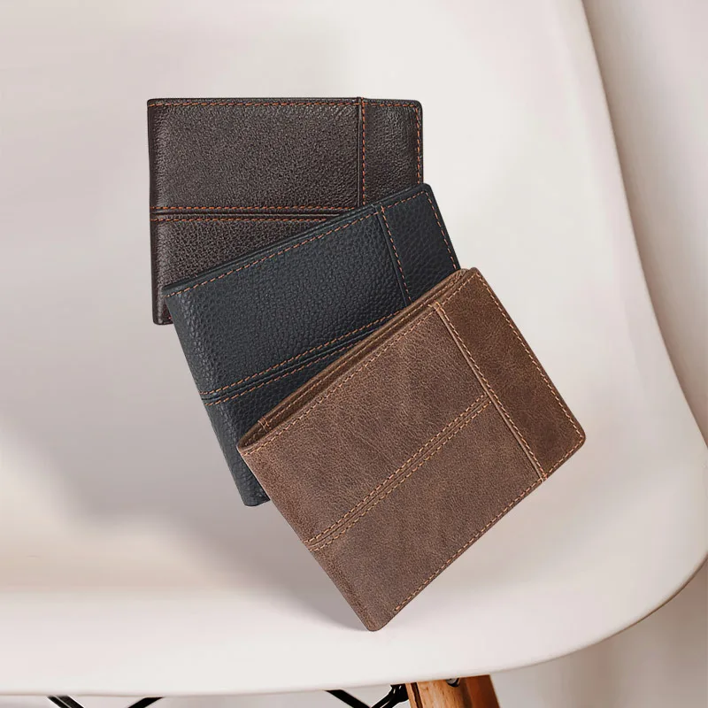 Men's Purse Made of Genuine Leather Women's Small Wallet Passport Cover Mini Women's Bag Cardholder for Man Cash Wallet