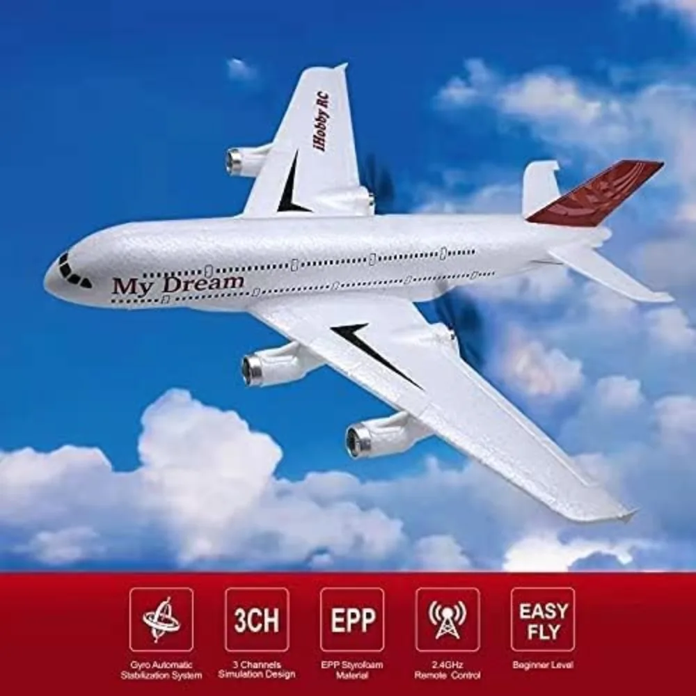 Pronto para voar avião RC de 3 canais de 2,4 GHz com envergadura de 410 mm, giroscópio de 6 eixos para voo estável, adequado para crianças e adultos iniciantes
