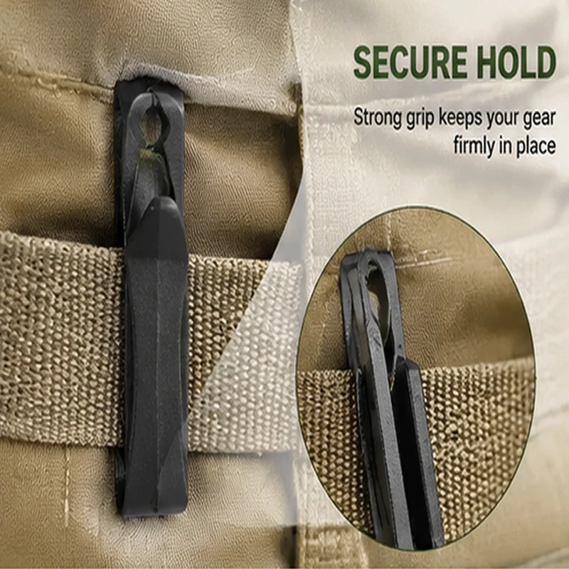 10 Pcs/Pack Quick Slip Keeper Buckle End Clip Slider Black For Molle Tactical Backpack Adjusting Strap Webbing 25-38mm