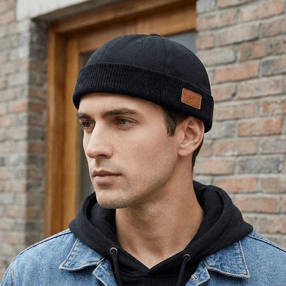 Fashion Corduroy Splicing Dome Melon Cap Brimless Solid Color Bucket Cap Beanies Adjustable Docker Hat Women