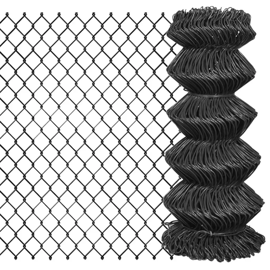 15x0.8m Grey Steel Chain Link Fence - Durable Outdoor Security Solution