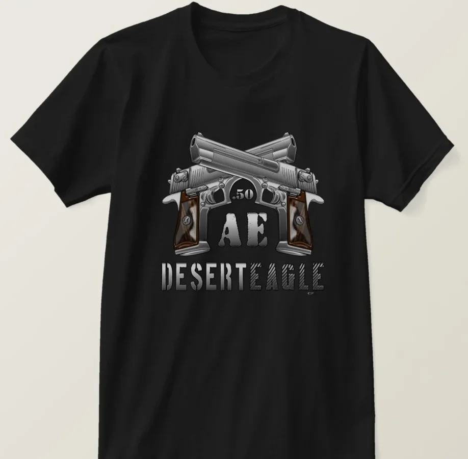 Camiseta de pistola semiautomática Desert Eagle .50 AE para hombre, 100% algodón, cuello redondo, manga corta, informal, talla S-3XL