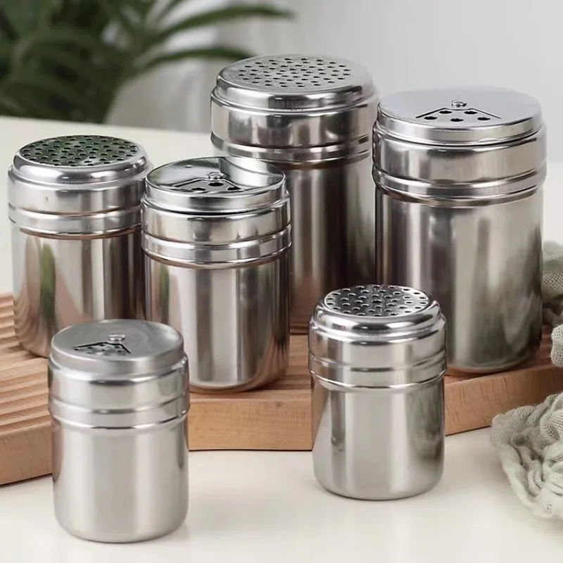 1pc-Silver Stainless Steel Mesh Tube Type Dusters Dusting Salt Shaker Spice Jar Salt Sugar Pepper Shaker Box Cocoa Icing Powder