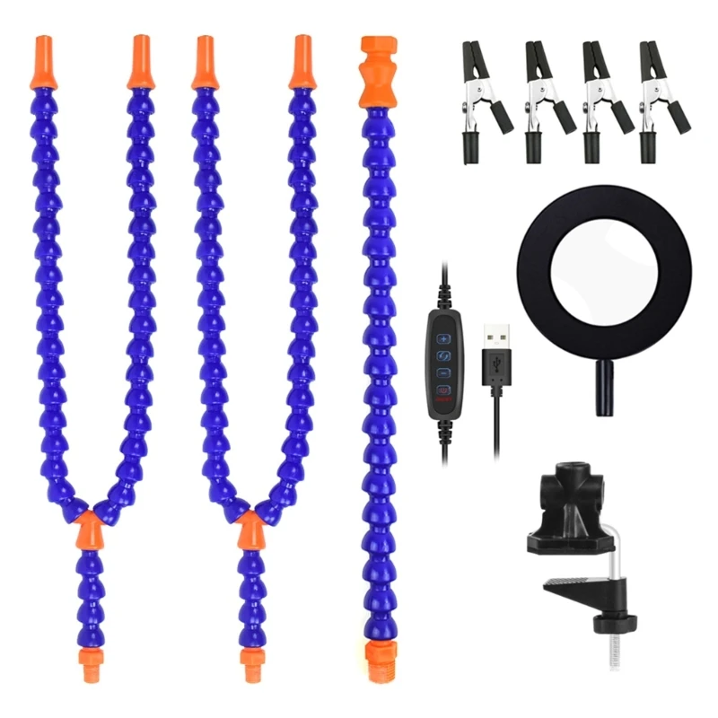 Professional Helping Hands Soldering Aid 3Flexible Gooseneck Arms 3XMagnifier LED Light Essential Tool for Soldering