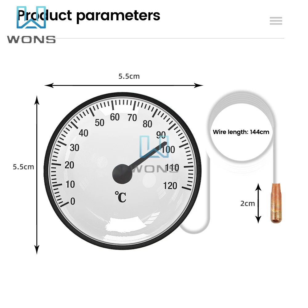 Portable High-Precision Thermometer -40-120°C Indoor Household with Probe Pointer Liquid Rising Water Gauge Thermometer.