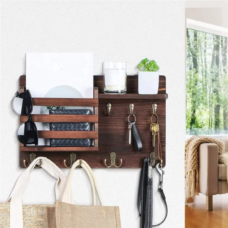 ABCA-Key And Mail Holder For Wall Mail Organizer Wall Mount With Hooks Easy Installation Key Rack For Entryway And Homedecora Du