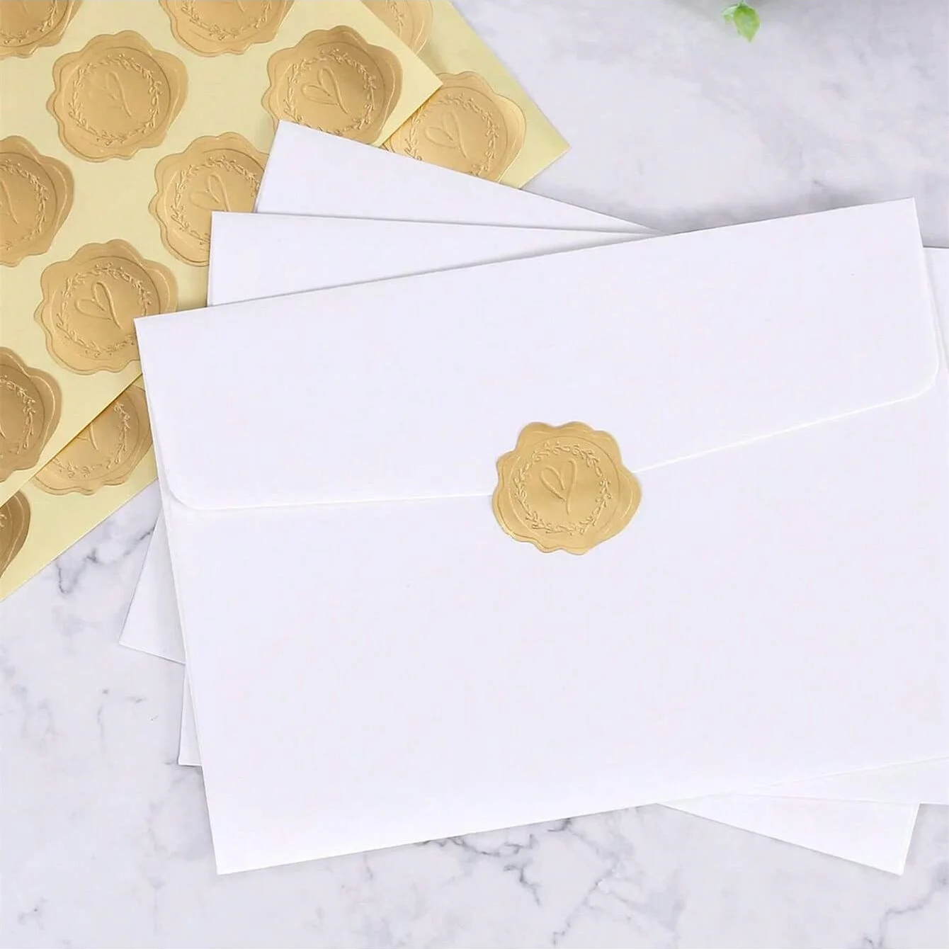 100 Stück goldgeprägte Wachssiegel-Umschlagstäbchen, Ersatz für Wachssiegel, für Grußkarten, Geschenkdekoration – Detail 10