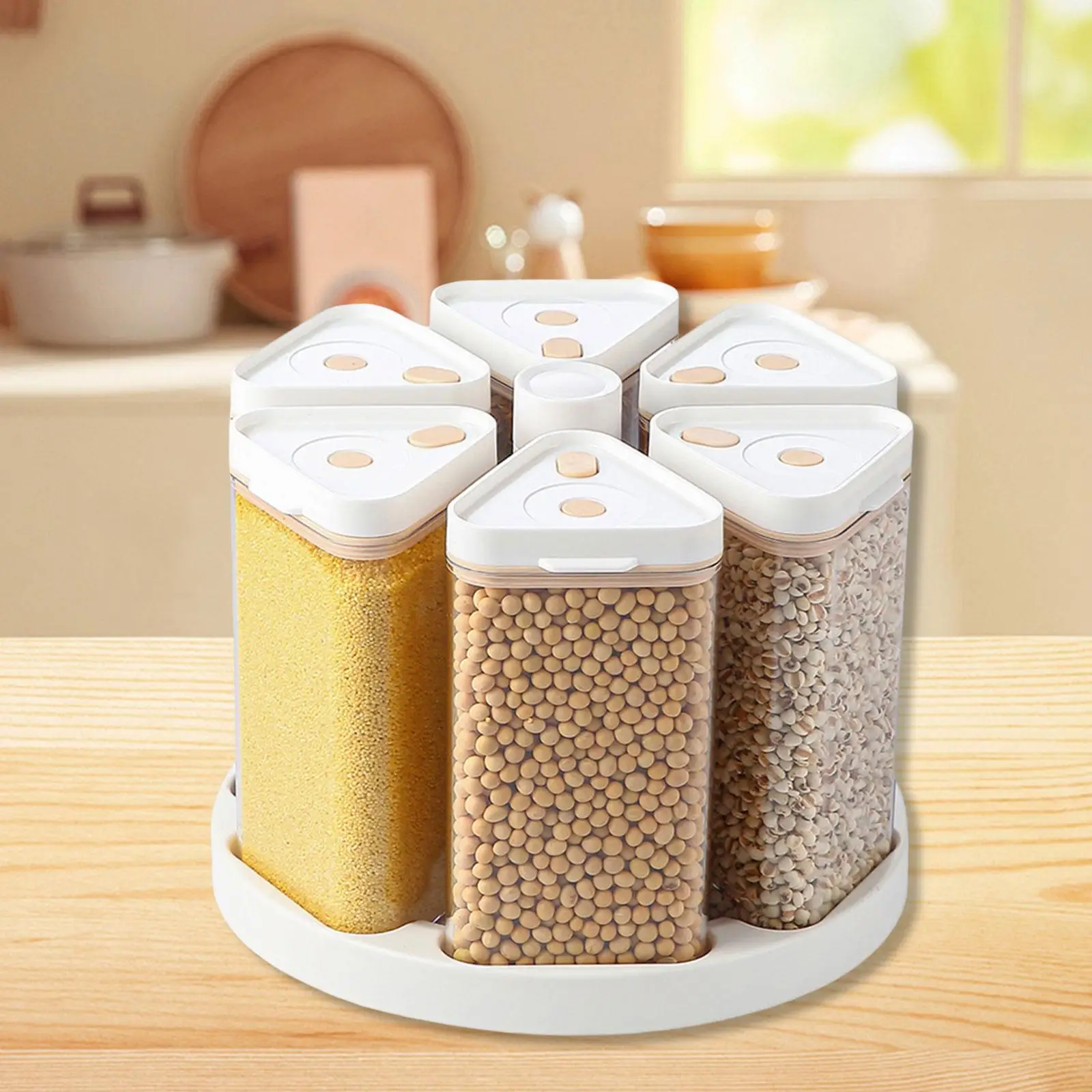 

Вакуумный вращающийся контейнер для круп, контейнеры для зерна, аксессуары, прочный многоразовый герметичный ящик для хранения для столешницы, шкафа для муки