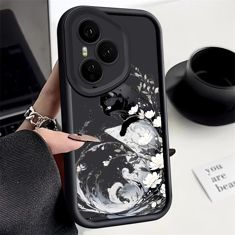 Kreative Katzenmuster-Handyhülle für Honor 400 200 Pro Magic7 Lite X8c X9c Smart X6a X6b X6c Stoßfeste Weiche TPU Silikon-Schutzhülle