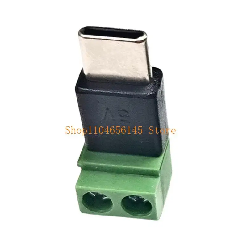 Type C Male 5V to 2 Pin No Solder Green Terminal Adapter Quick Connection Head for Charging Phones Tablets and More