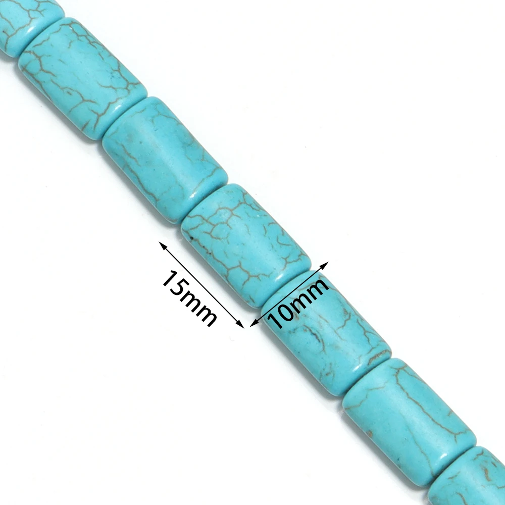 1 Strand Rectangle Turquoise Beads White Blue Color Natural Stone Beads For Jewelry Making DIY Necklace Bracelet Accessories