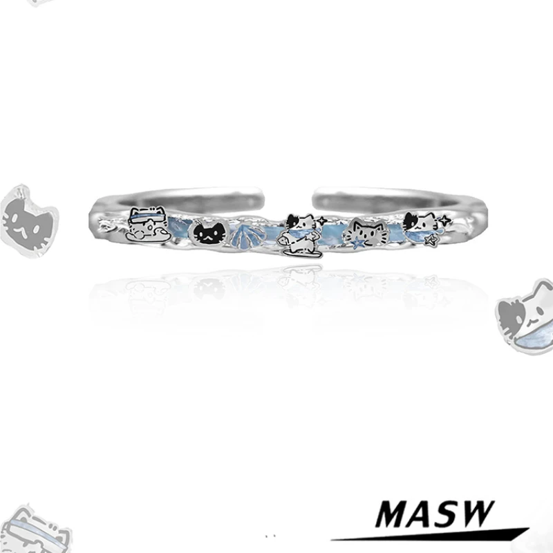 

MASW Original Design Hot Selling Lovely Cat Cuff Bracelet For Women Party Gifts 2025 Trend New Accessories Trendy Jewelry