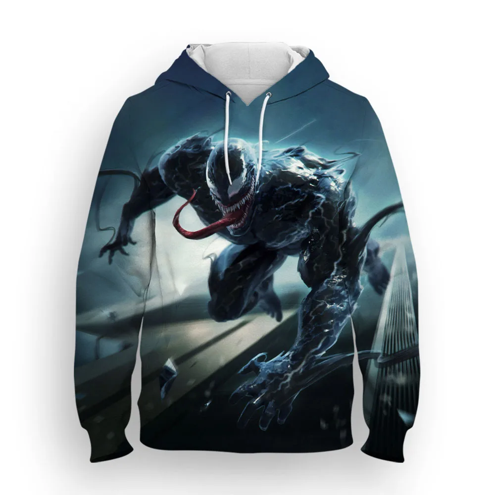 Miniso Venom 3D Printed Spring Autumn Streetwear Children Hooded Sweatshirts Oversized Men's Clothing Casual Male Pullover