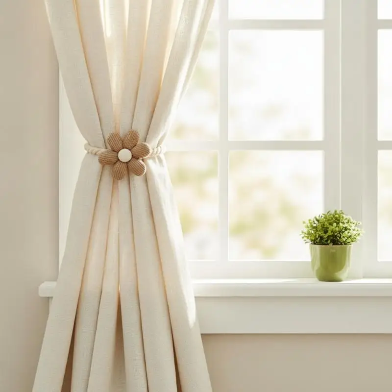 1Pcs Universal Fit Flower Magnetic Curtain Buckle Portable Curtain Rope Holdback for Outdoor Indoor Window Curtains