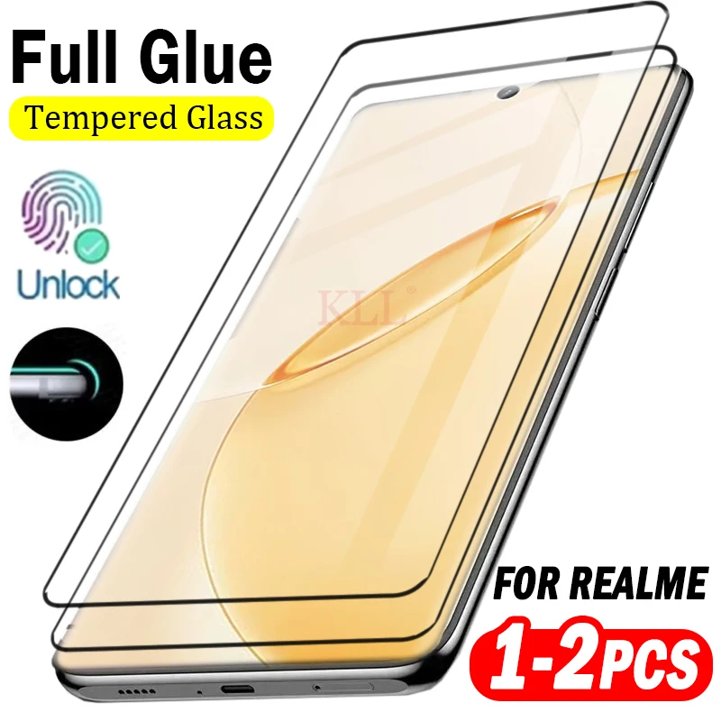 

1-2pcs Full Glue Tempered Glass For Realme 16 pro+ Curved Screen Protector for Realme 15 14 13 12 11 10 Pro Plus Unlock Glass