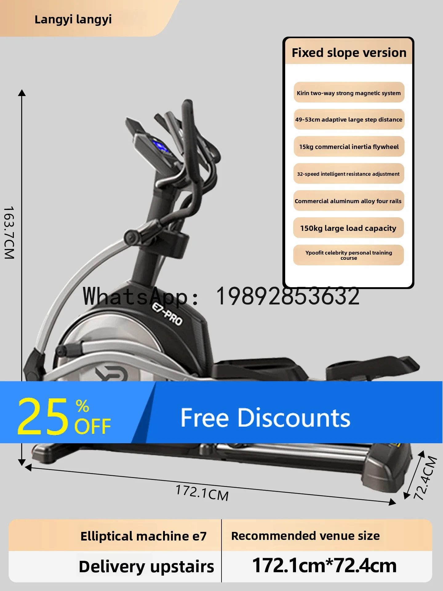 

YFY Elliptical Machine Home Fitness Space Walker Indoor Small Ultra-quiet Exercise Equipment