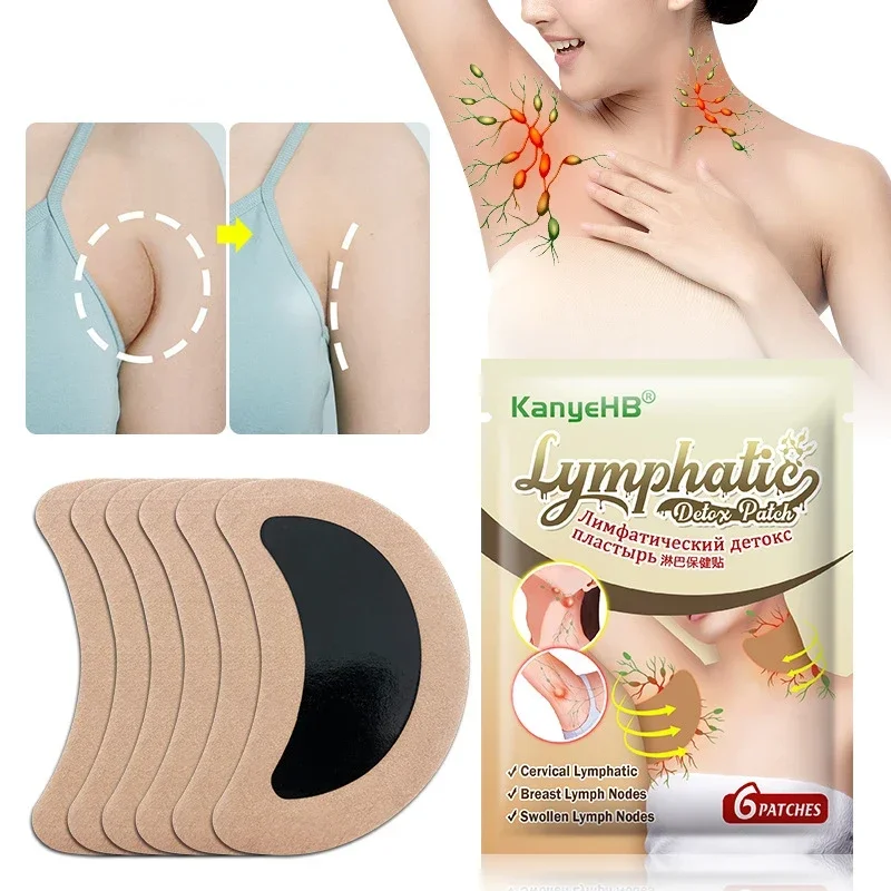 6Pcs/bag Lymph Detox Patch Herbal Lymphatic Care Underarm Neck Waist Thigh Firming Accessory for Anti Cellulite Breast Reduction