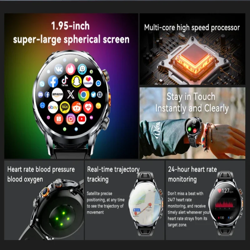 Men Women 4G SIM Card WIFI Wireless Fast Internet Access 4G SmartWatch Android GPS HD Camera Smart Watch