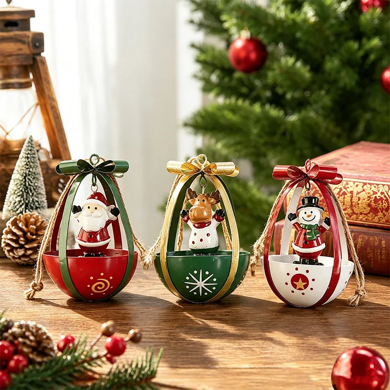 Metal Christmas Hanging Ornament Santa Snowman Reindeer Pendant Xmas Tree Decor Holiday Home Party Decoration Gift
