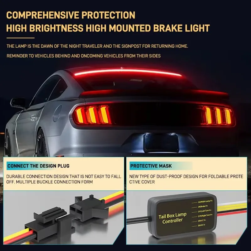 Lampu Rem Ketiga Belakang Mobil 100Cm Lampu Peringatan Multi-mode Strip LED Lampu Hias LED Bar Lampu Berhenti Fleksibel Sinyal Belok