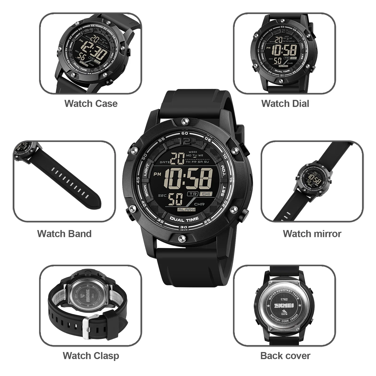 SKMEI Outdoor Back Light Display Countdown Timer Digital Sport Watches Men Silica Gel Band Date Alarm Wristwatch reloj hombre