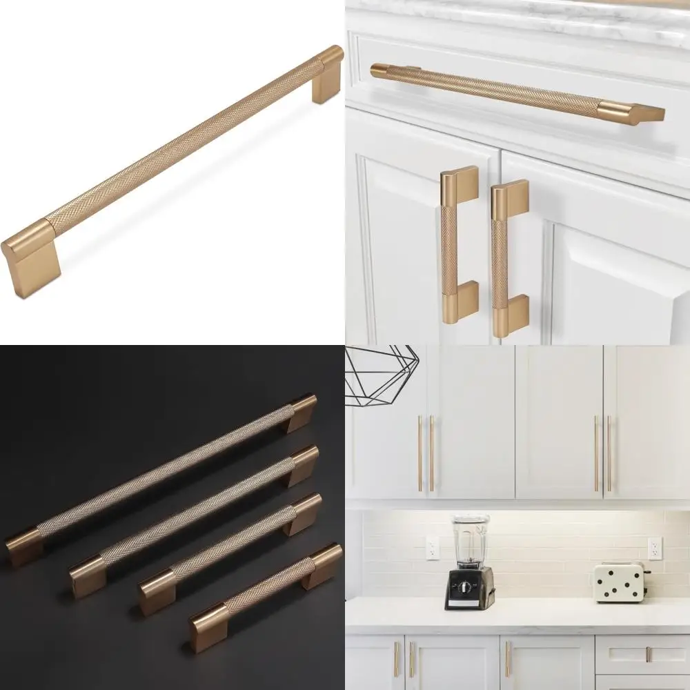 

Медные ручки для кухонного шкафа цвета шампанского, 6 шт., 12-3/5 дюймов, ручки с накаткой, ручки для ящиков, фурнитура для шкафа