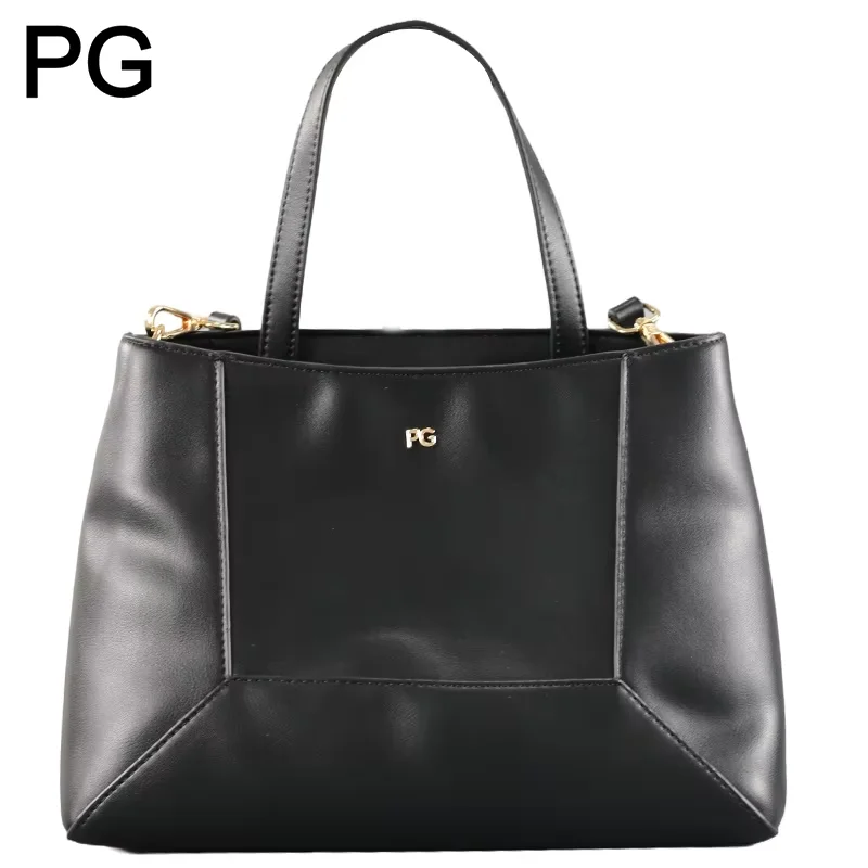 

PG Minimalist Metal Logo Top Handle Tote Bag Women Detachable Strap Solid Color Fashion Casual Daily Work Purses