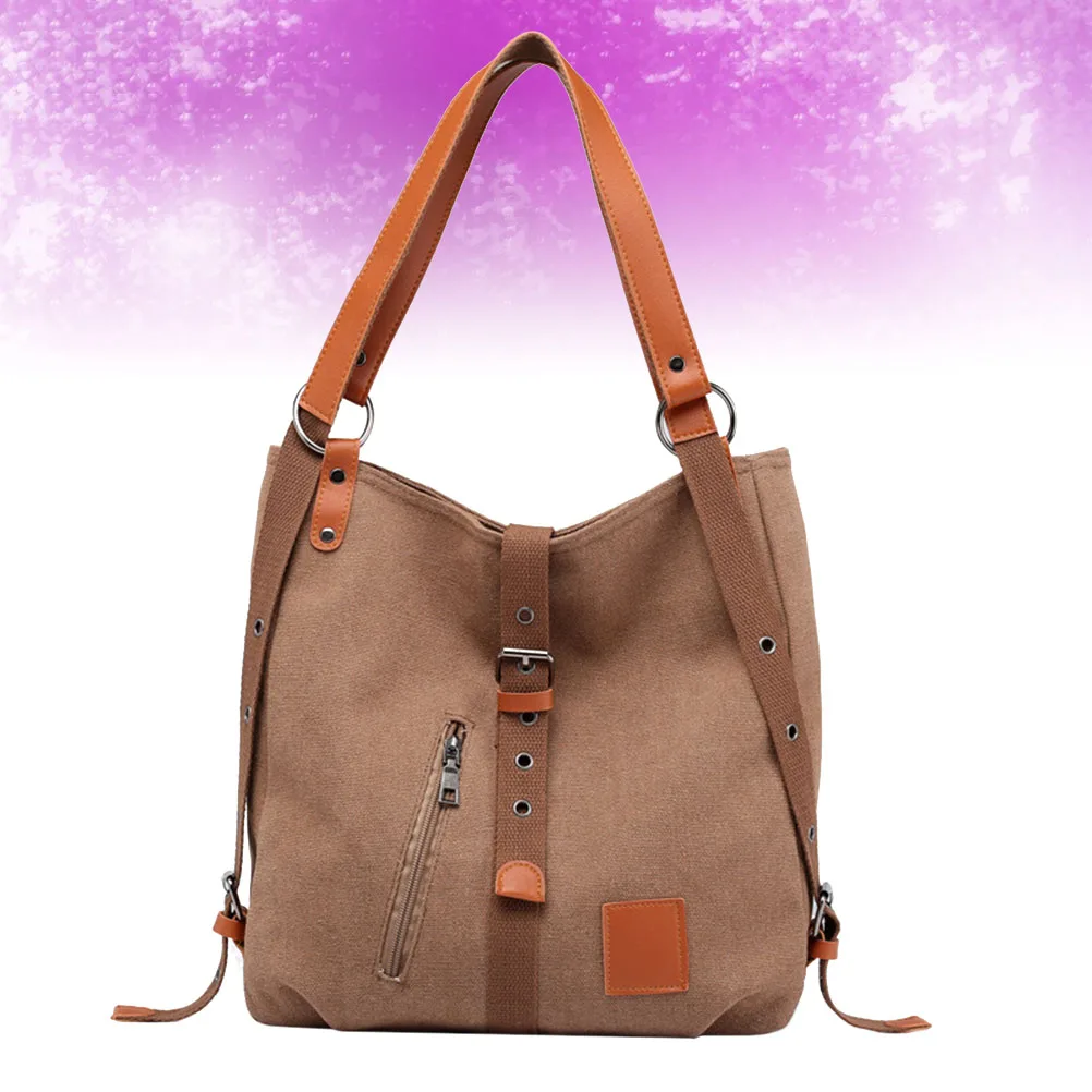 

Large Capacity Tote Pouch Handbag Durable Multifunctional Backpack Canvas Shoulder Bag for Women Travel Shopping Sturdy Handle