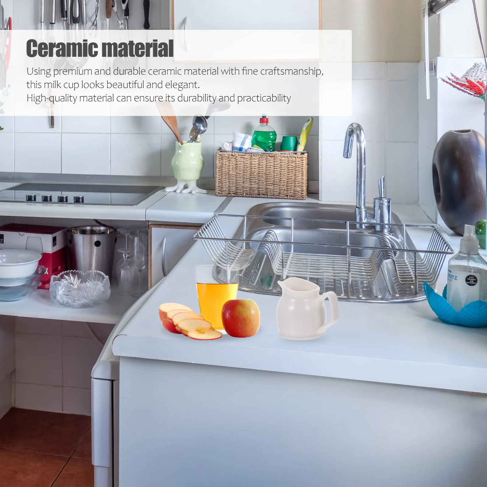 

1Pcs Milk Cup Ceramic Coffee Sauce Cup Premium Size Comfortable Handle for Home Kitchen Ceramic Milk Can