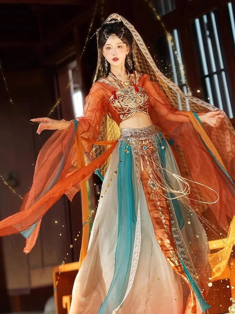 2024 Dunhuang Hanfu Female Dance Han Elements Tianzhu Princess Western Regions Goddess Chinese Traditional Costume Exotic Style