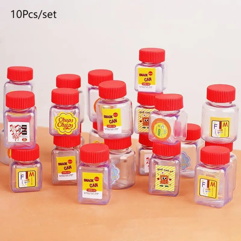 

10Pcs 1/12 Dollhouse Simulation Snack Jar Candy Jars Empty Bottles Model For Doll House Decor Kids Pretend Play Toys Gift