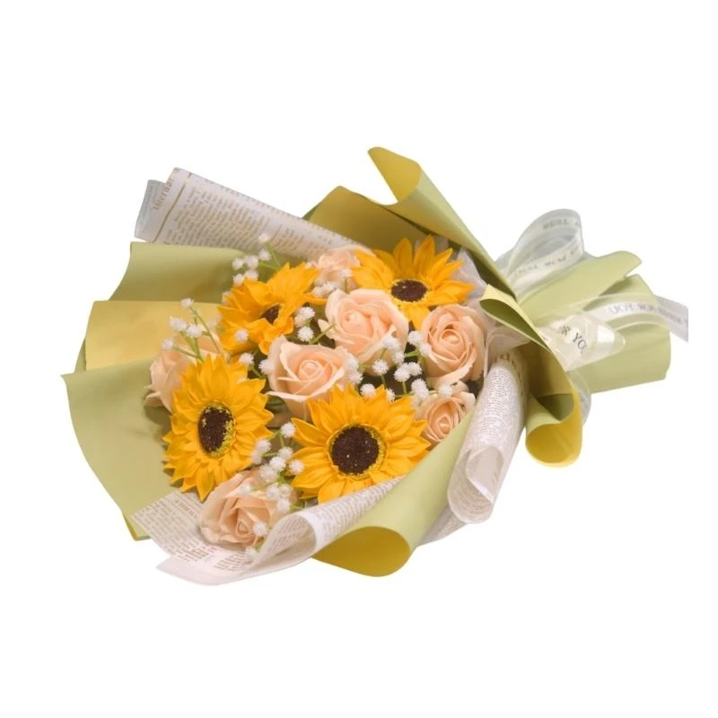 Colorful Rose Flower Bridal Bouquet Soap Flower Bouquet for Valentines Day Gift 15UB