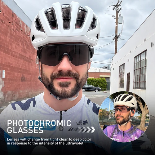 Imagen 2 del producto KAPVOE nuevas gafas de sol fotocromáticas para exteriores, gafas de ciclismo para bicicleta de carretera, gafas deportivas UV400 para hombres, gafas para conducir en bicicleta de montaña
