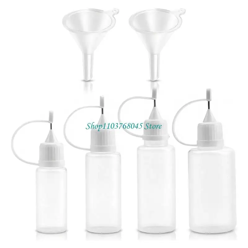 R53F DIY Detail Liquid Bottle Set with Fine Tip Nozzles, Plastic Squeeze Bottles with Pin Covers for Careful Use Daily
