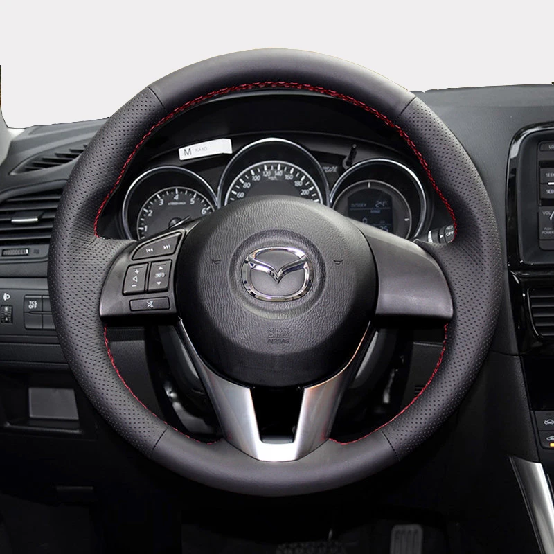 

Car Steering Wheel Cover for Mazda 3 Axela Atenza 2014-2017 CX5 CX-5 Mazda 2 2013 2014 2015 CX4 CX-4 2016 Hand-sewn Leather