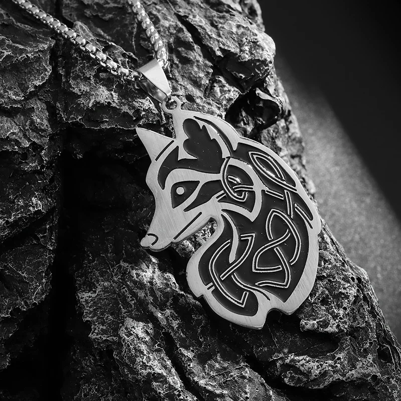 Fashionable Odin Fox Celtic Animal Wolf Necklace Men's Personalized Simulation Animal Totem Good Luck Pendant Jewelry