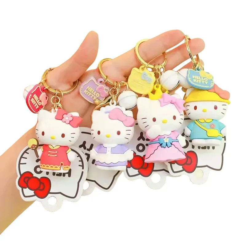 Creative Cute Cartoon Dress Up Diary Hello Kitty Silicone Keychain Pendant Car with Figure Ornament Girlfriend Gift